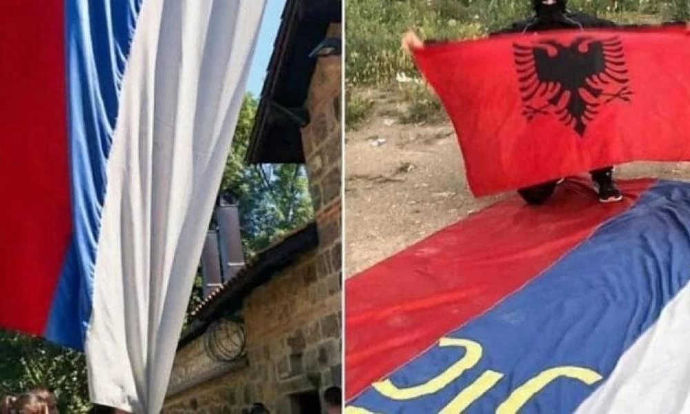 Λυσσάνε οι Αλβανοί με τους Σέρβους στο Κόσοβο-Ποδοπάτησαν σημαία και έκλεψαν Σταυρό από αγόρι